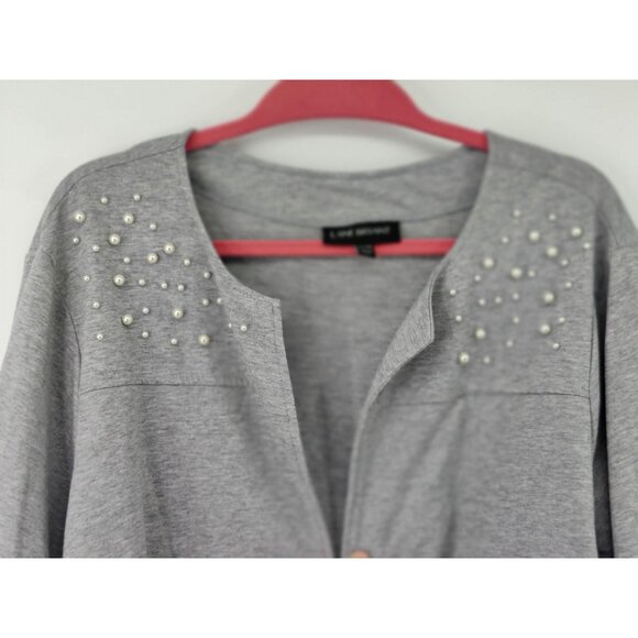Lane Bryant Gray Short Cardigan with Pearl Detailing Size 26/28 - Picture 3 of 8